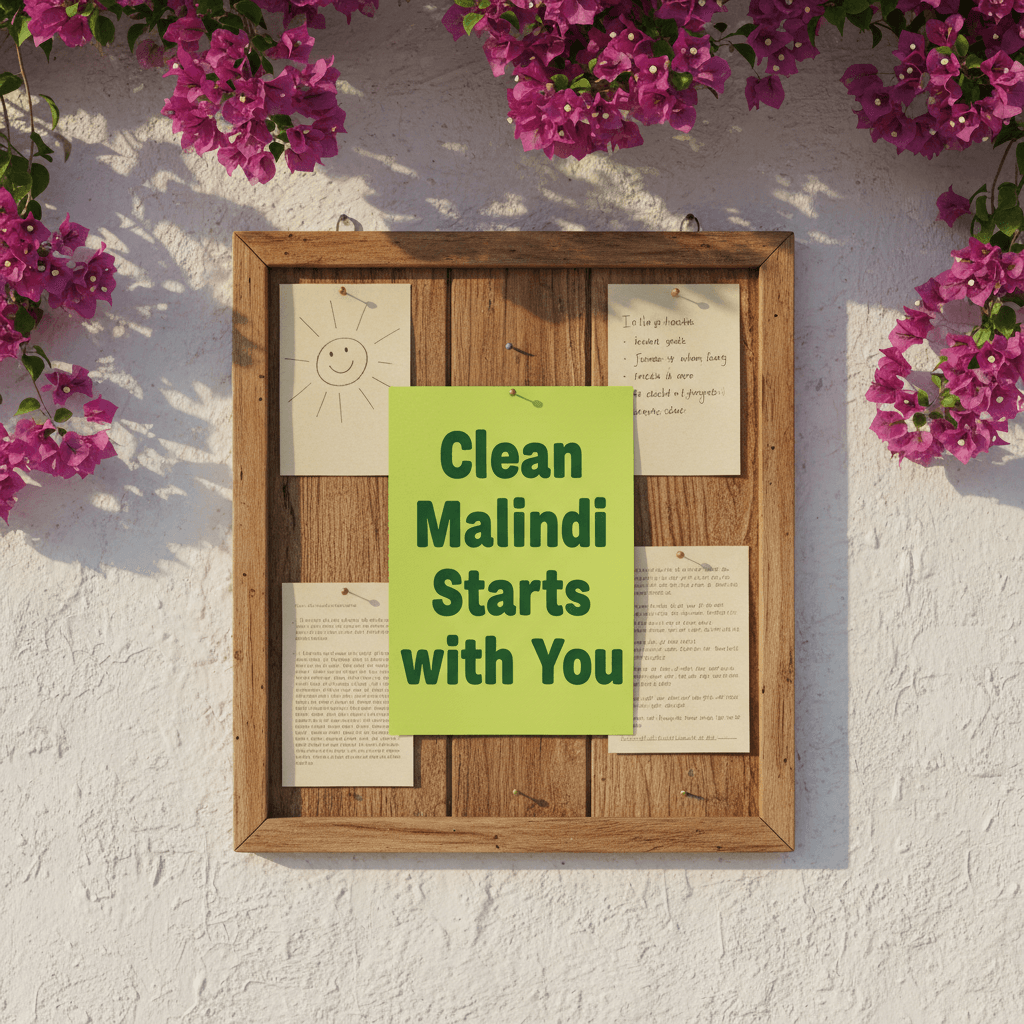 Community notice board with a clean Malindi campaign poster in a neighbourhood
