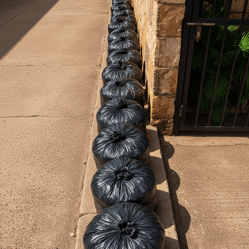 Bagged waste ready for collection