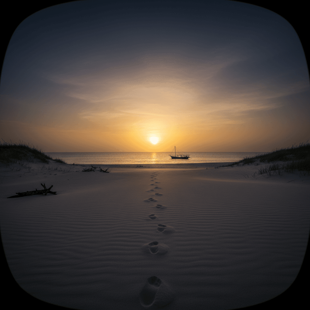 Pristine beach at sunrise after a community clean-up effort in Malindi