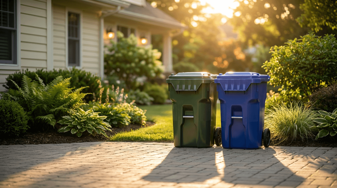 Green garbage truck on a residential street in Malindi